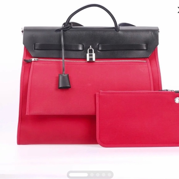 Hermes Handbags - Hermes Herbag 39 in Rose Extreme Canvas with Pouchette